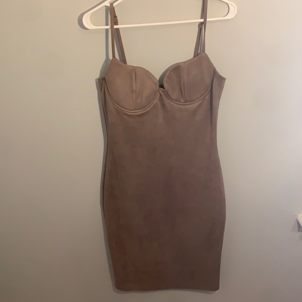 Suede like material, bodycon midi dress